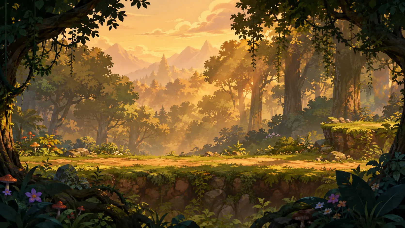 2D 횡스크롤 게임을 위한 4단 패럴랙스 배경 프롬프트 대표 생성 결과