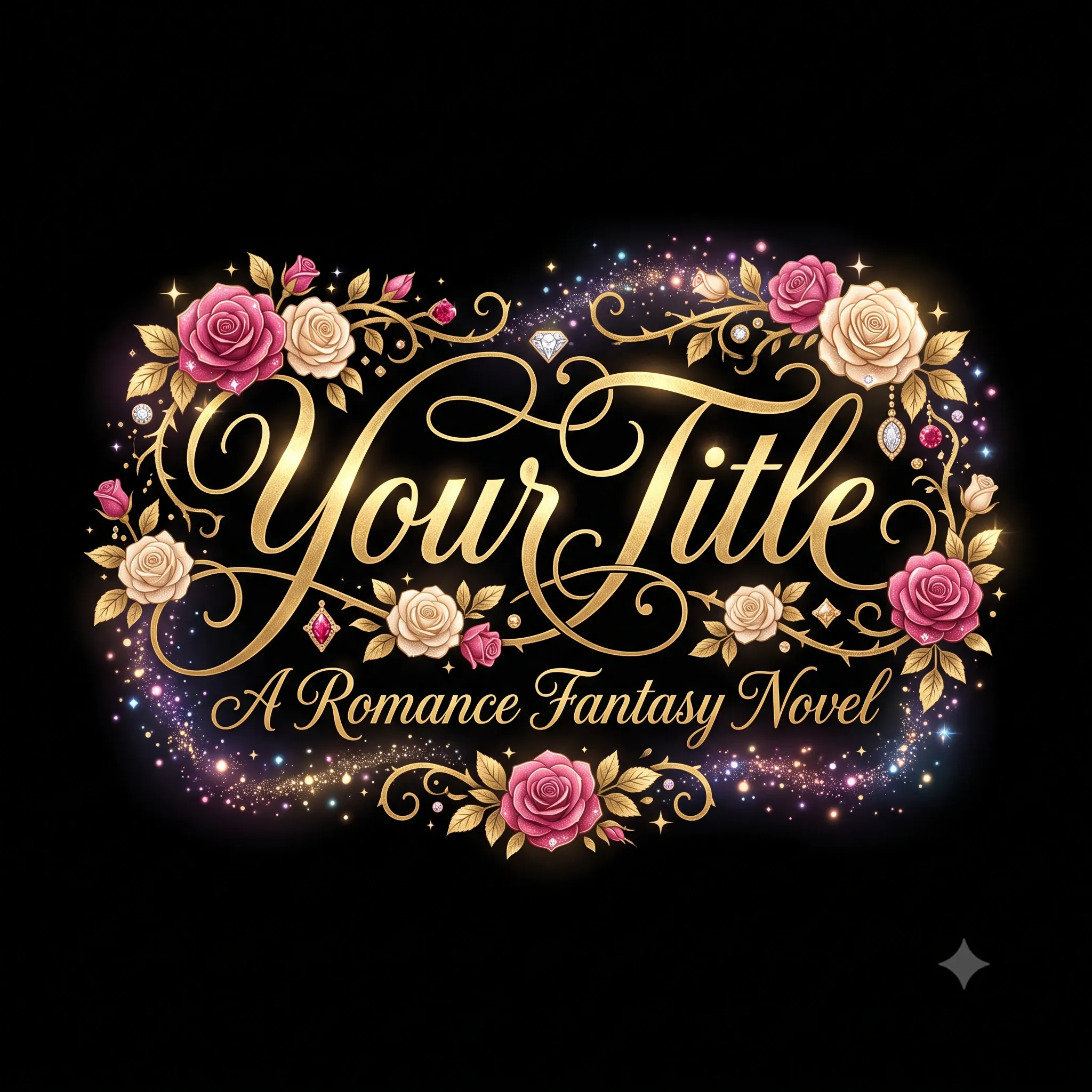 로맨스 판타지: 우아한 금박 캘리그라피 & 장미 리본